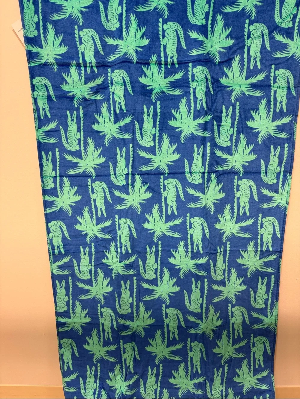 Lacoste Blue & Teal Croc Trim Terry Towel 36x72”
